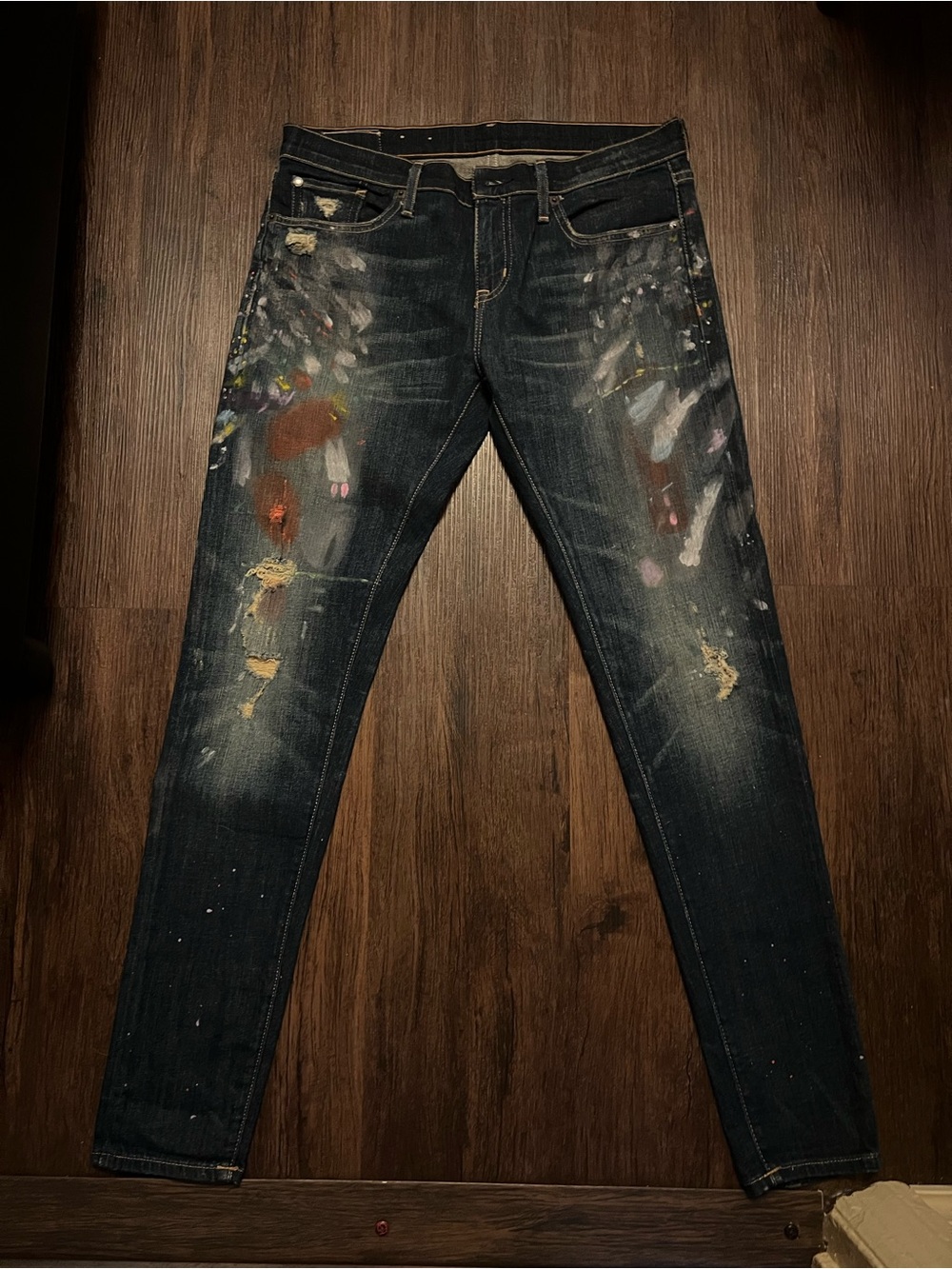 Denim & Supply Ralph Lauren Women’s Dark Wash Paint-Splatter relaxed skinny jean